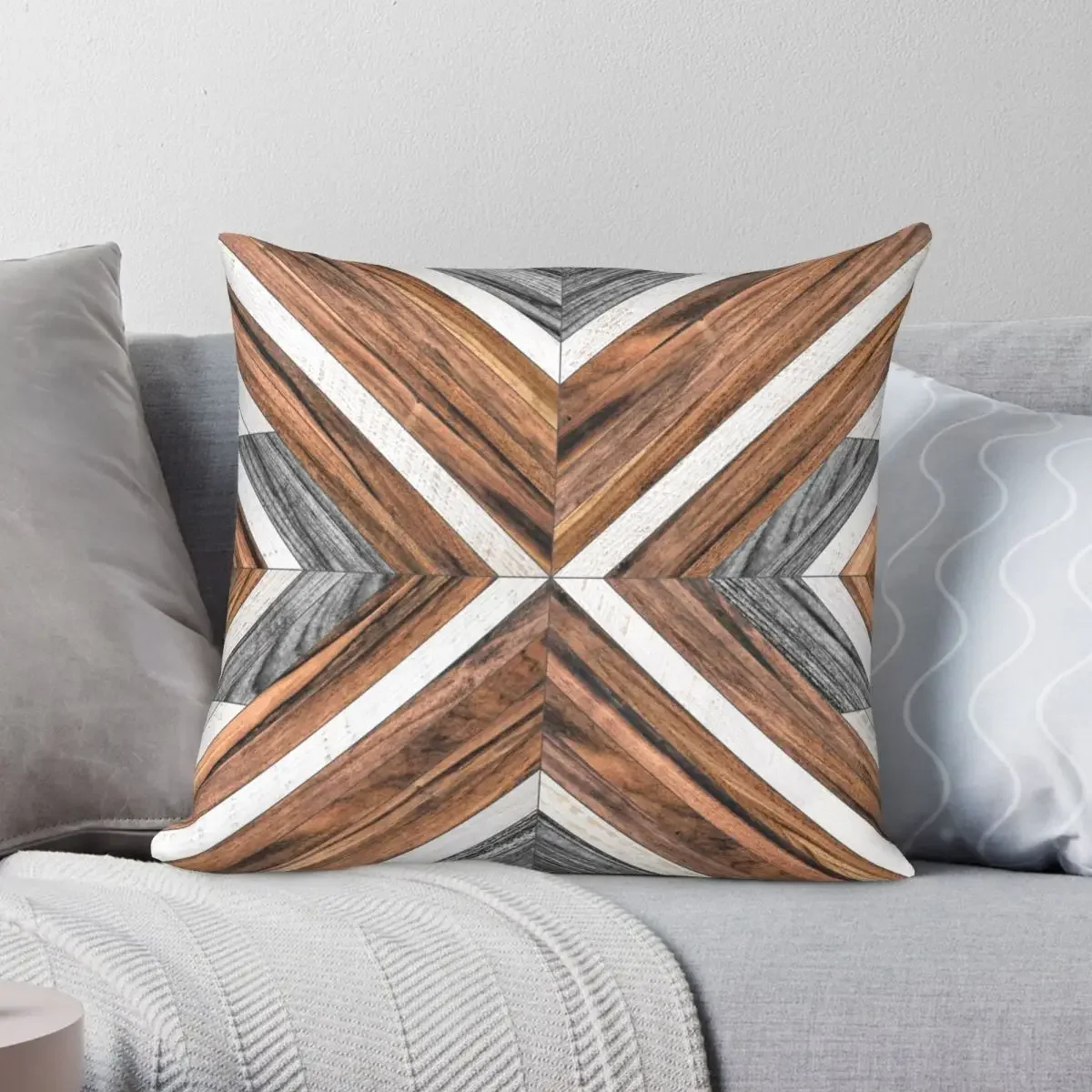 

Urban Tribal Pattern No.4 Wood Pillowcase Polyester Printed Zip Decorative Throw Pillow Case Home Cushion Cover