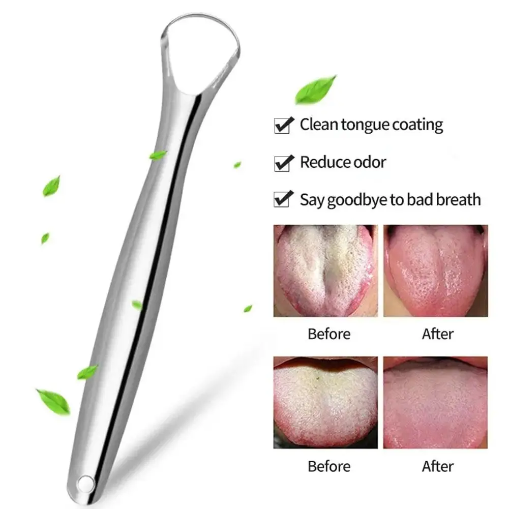 

1 Pcs Stainless Steel Tongue Scraper Brush Cleaning Scraper Oral Care Keep Fresh Breath For Oral Hygiene Tongue Cleaner Tool