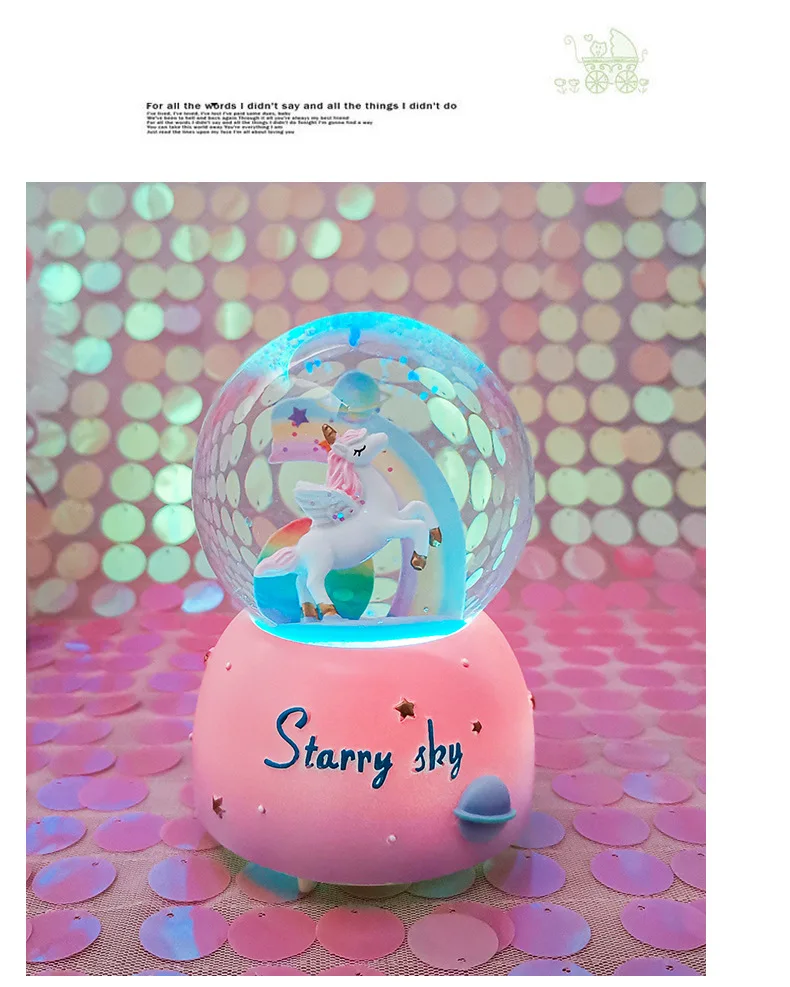 Shop Generic Dream Girl Unicorn Crystal Ball Music Box Crystal Snow