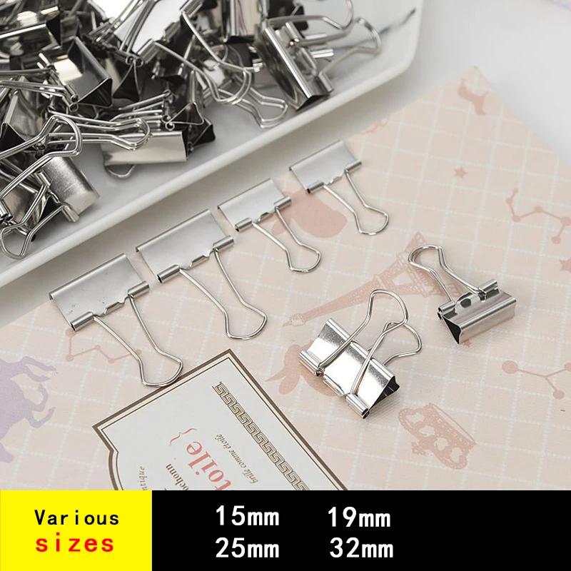 10PCS/Set Metal Paper Clip 15 19 25 32mm Foldback Metal Binder Clips Silver Grip Clamps Paper Document Office School Stationery
10PCS/Set Metal Paper Clip 15 19 25 32mm Foldback Metal Binder Clips Silver Grip Clamps Paper Document Office School Stationery