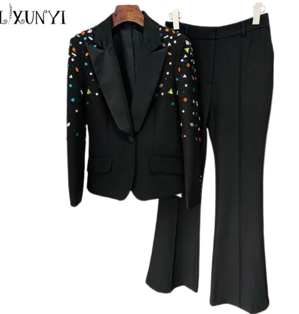 LXUNYI Sprig Women's Pants Sets Fashion 2023 Woman 2 Pieces Heavy Beading Diamond Sequined Blazer Slim Fare Pants Suit Black
LXUNYI Sprig Women's Pants Sets Fashion 2023 Woman 2 Pieces Heavy Beading Diamond Sequined Blazer Slim Fare Pants Suit Black
