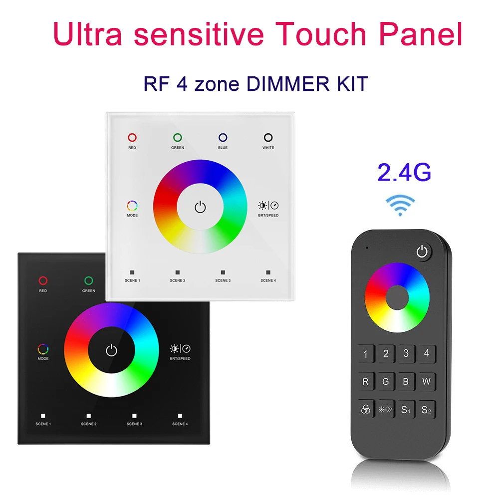 Wall Mounted Ultra sensitive Touch Panel Smart Dimmer KIT CCT RGB RGBW PWM Constant Voltage Controller RF 4 Zone Remote Control
Wall Mounted Ultra sensitive Touch Panel Smart Dimmer KIT CCT RGB RGBW PWM Constant Voltage Controller RF 4 Zone Remote Control