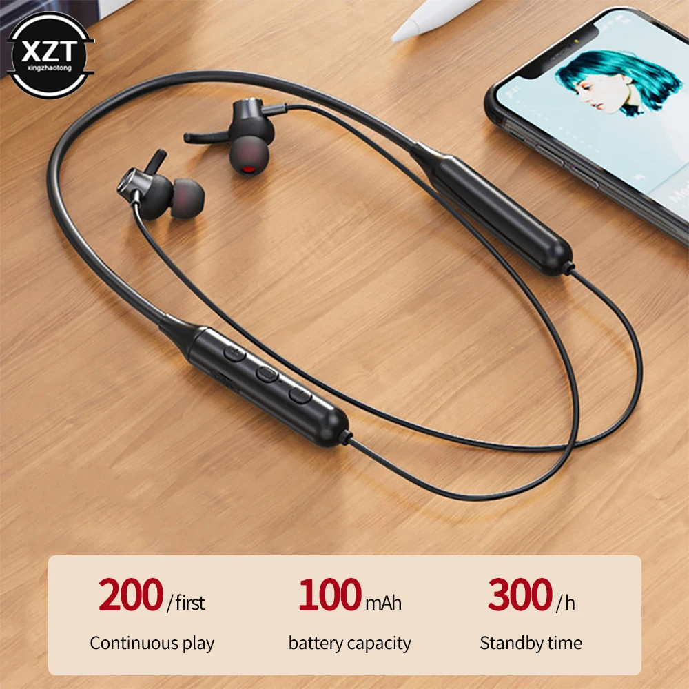 

Magnetic Wireless Bluetooth Earphone Stereo Neckband Headphones IPX5 Waterproof Sports Running Earbuds Noise Reduction Headset