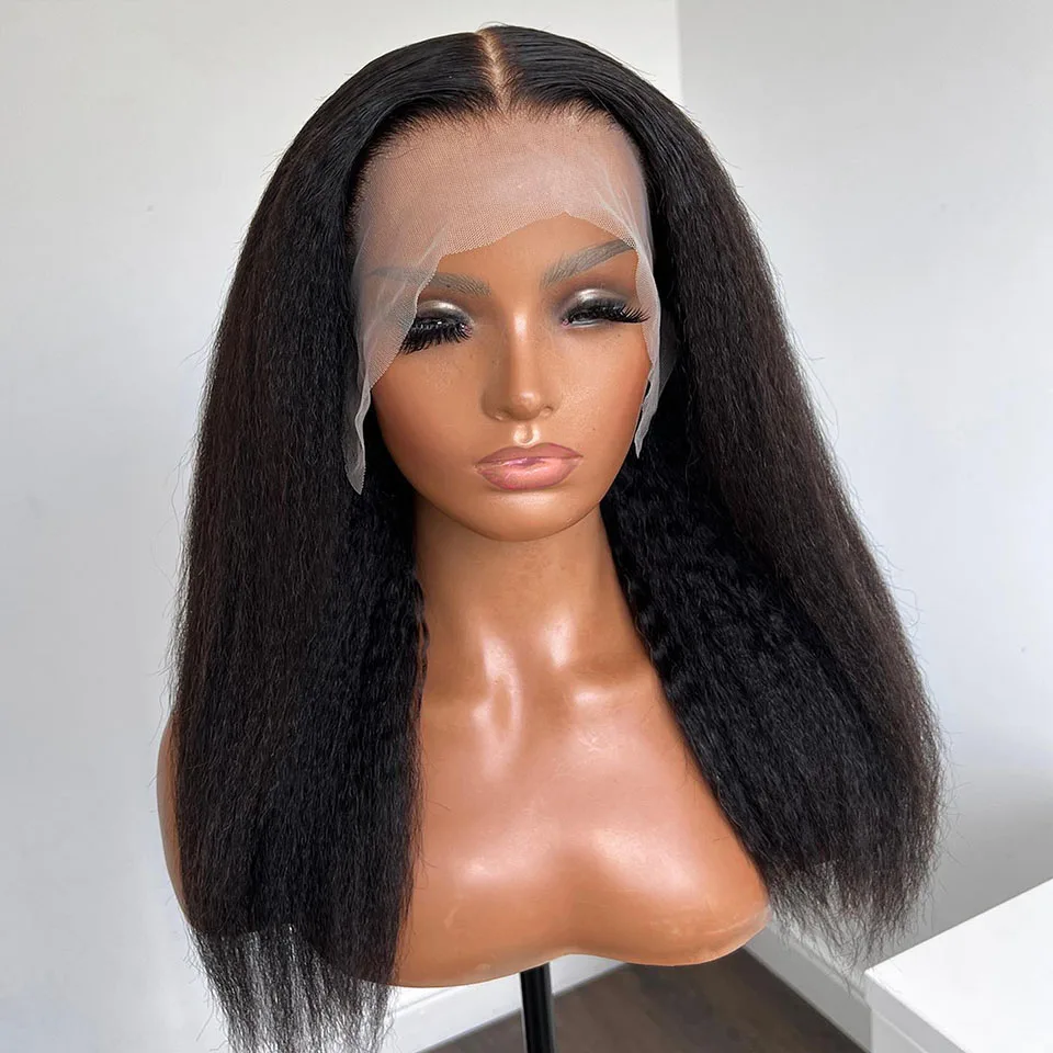 28inch 180Density Natural Black Yaki Soft Long Kinky Straight Lace Front Wig For Women Babyhair Glueless Preplucked Daily
28inch 180Density Natural Black Yaki Soft Long Kinky Straight Lace Front Wig For Women Babyhair Glueless Preplucked Daily