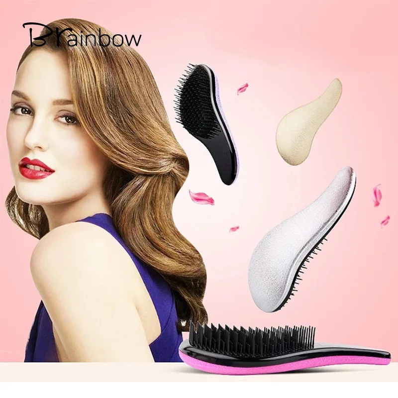 

Brainbow 1pc Magic Detangling Hair Brush Professional Plastic Shinning Color Hair Comb Hair Styling Care Tools escova de cabelo