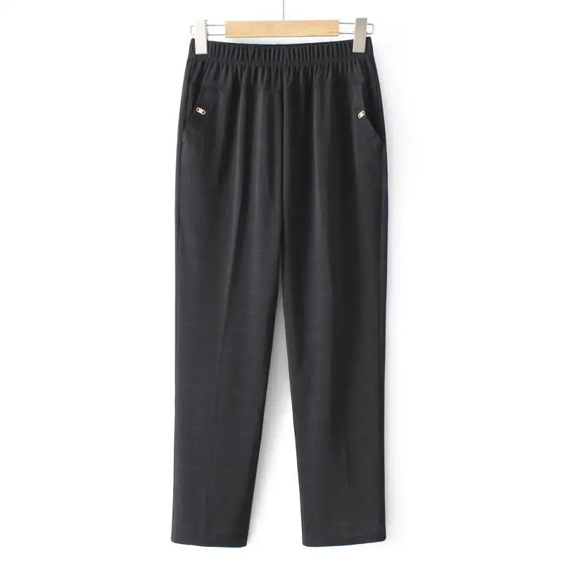 

Mom's Pants 2023 Summer Casual Thin Ice Silk Cropped Pants For Middle-aged And Elderly Loose Women's Elastic High Waist Trousers