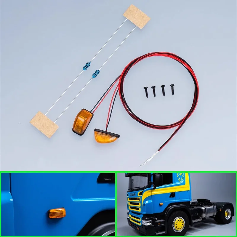 

2Pcs LED Position Light Warning Light Side Lights for 1/14 Tamiya RC Truck Scania 770S Actros 3363 Volvo FH16 MAN Car Lamp Parts
