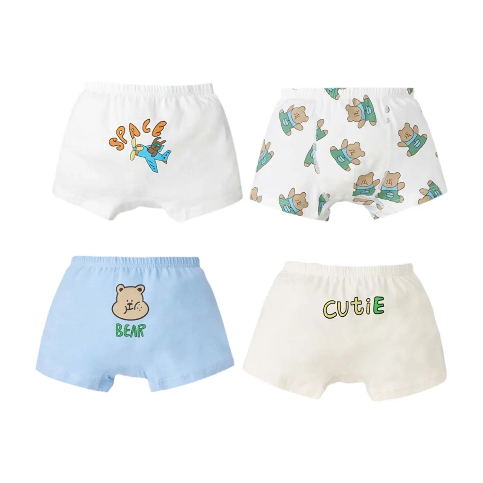 

TiaoBug Kids Boys 4Pcs Assorted Briefs Soft Cotton Briefs Various Cute Cartoon Patterns And No Trace Boys Boxer Shorts