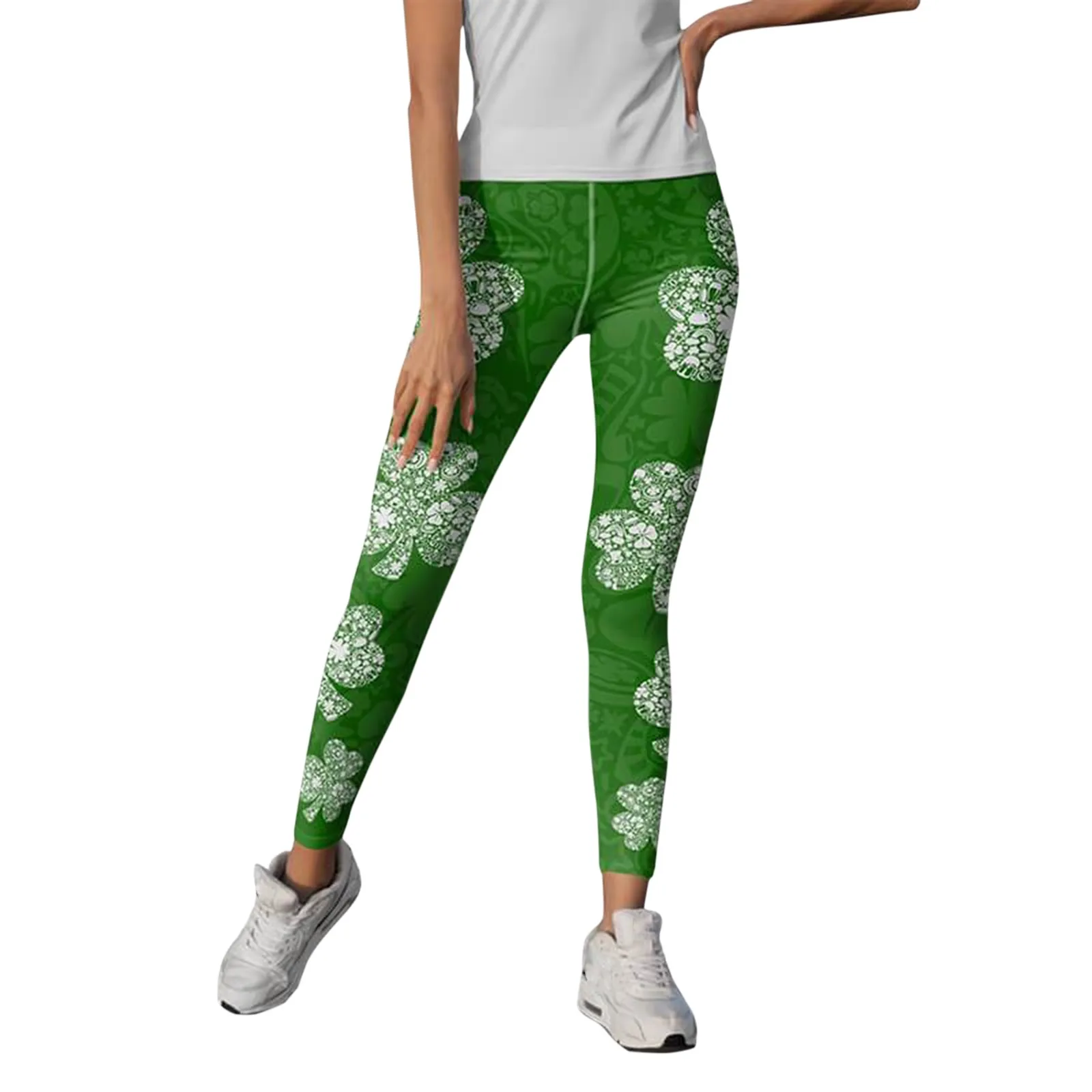 

Running Green Print Leggings Women St Patricks Day Push Up Sexy Legging Pants Pilates Yoga Gym Workout Tights Pantalones Loose