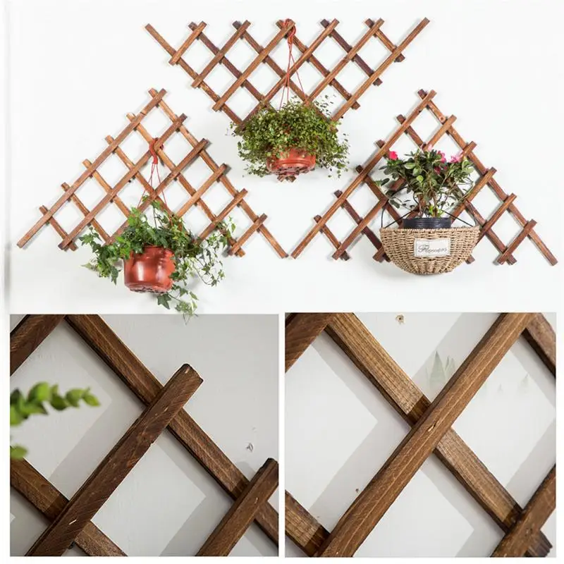 

Wall Trellis For Climbing Plants Retractable Wood Triangle Lattice Fence For Wall Anti-corrosion Decorative Hedges Fence Decor