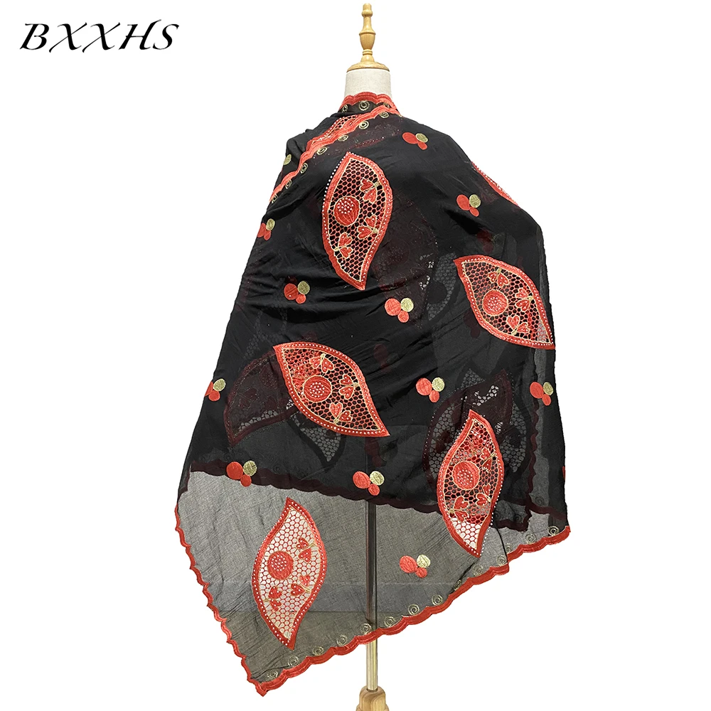 

Muslim New Fashion Cotton Scarf Style Scarf African Women Cotton Embroidered Diamond Scarf Shawl Large Size 210*110cm BX-059