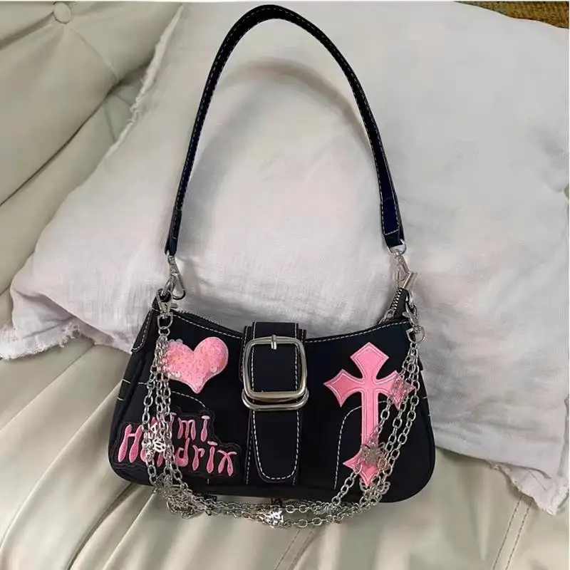 Y2K Design Women's Small Shoulder Bags Sweet Cool Girls Chain Underarm Bag Hot Girl Locomotive Messenger Bag Purse Handbags
Y2K Design Women's Small Shoulder Bags Sweet Cool Girls Chain Underarm Bag Hot Girl Locomotive Messenger Bag Purse Handbags