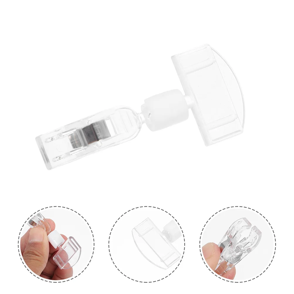 Clear Sign Clips Merchandise Rotatable Stand Price Display Rack Price Label Clips Holders for Retail Baskets Transparent
Clear Sign Clips Merchandise Rotatable Stand Price Display Rack Price Label Clips Holders for Retail Baskets Transparent