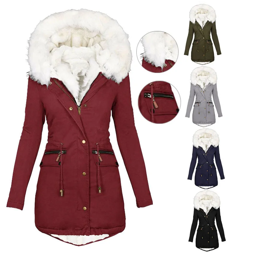 Plush Hooded Parka for Women Winter Clothes Hooded Warm Coat Loose Fitting Parkas Fashion Female Jackets
Plush Hooded Parka for Women Winter Clothes Hooded Warm Coat Loose Fitting Parkas Fashion Female Jackets