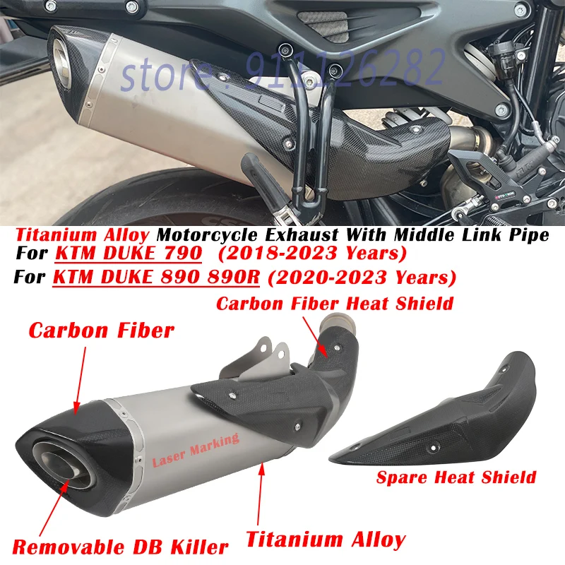 

For KTM DUKE 790 890 890R 2018 - 2023 Motorcycle Exhaust Escape Modified Titanium Alloy Muffler With Carbon Fiber Heat Shield