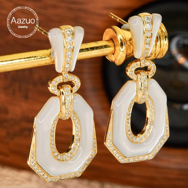 Aazuo 18K Yellow Gold Natrual White MOP Real Diamond 0.4ct Luxury Square DropEarring For Woman Upscale Trendy Wedding Engagement
Aazuo 18K Yellow Gold Natrual White MOP Real Diamond 0.4ct Luxury Square DropEarring For Woman Upscale Trendy Wedding Engagement