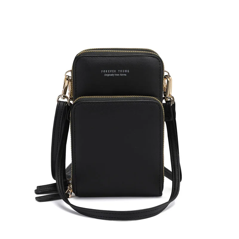 

RFID Blocking Wallet Shoulder Handbag Leather Messenger Bags Multifunctional Crossbody Cellphone Purse Women Touch Screen Bag