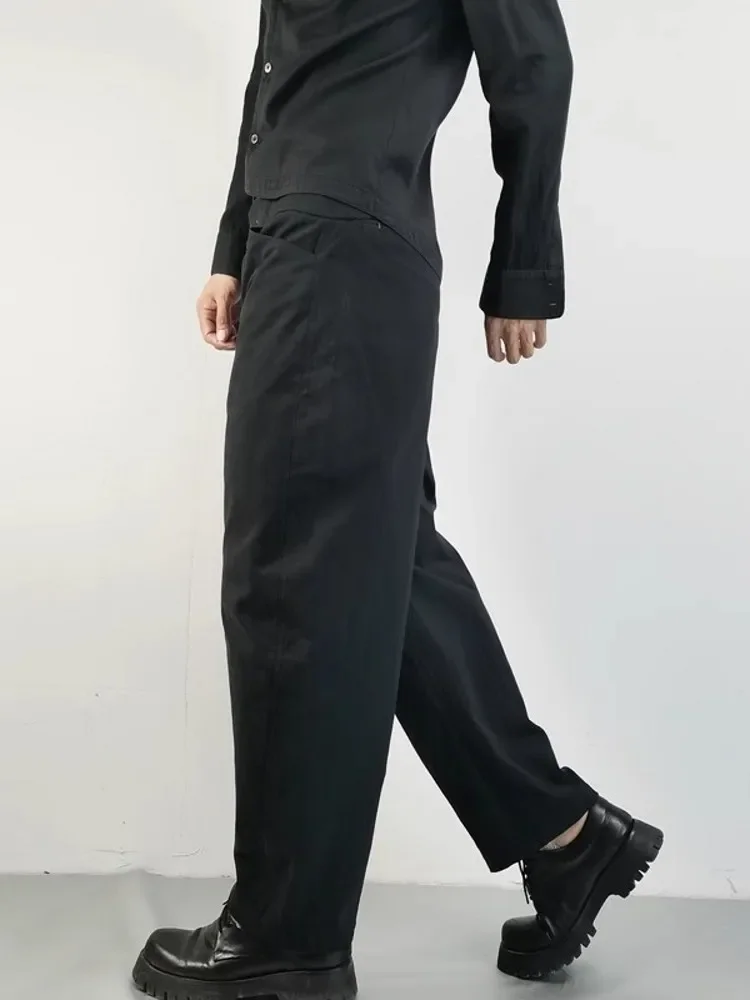 

Брюки-карго мужские деловые, свободные штаны с широкими штанинами, дизайнерские брюки до щиколотки, Повседневная Уличная одежда, осень