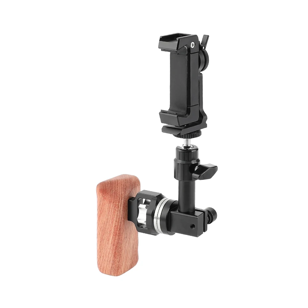 SZRIG Smartphone Clip + Ball Head Peapod Holder With Arri Rosette Wooden Handle Grip For Universal Cell phone tablet PC
SZRIG Smartphone Clip + Ball Head Peapod Holder With Arri Rosette Wooden Handle Grip For Universal Cell phone tablet PC