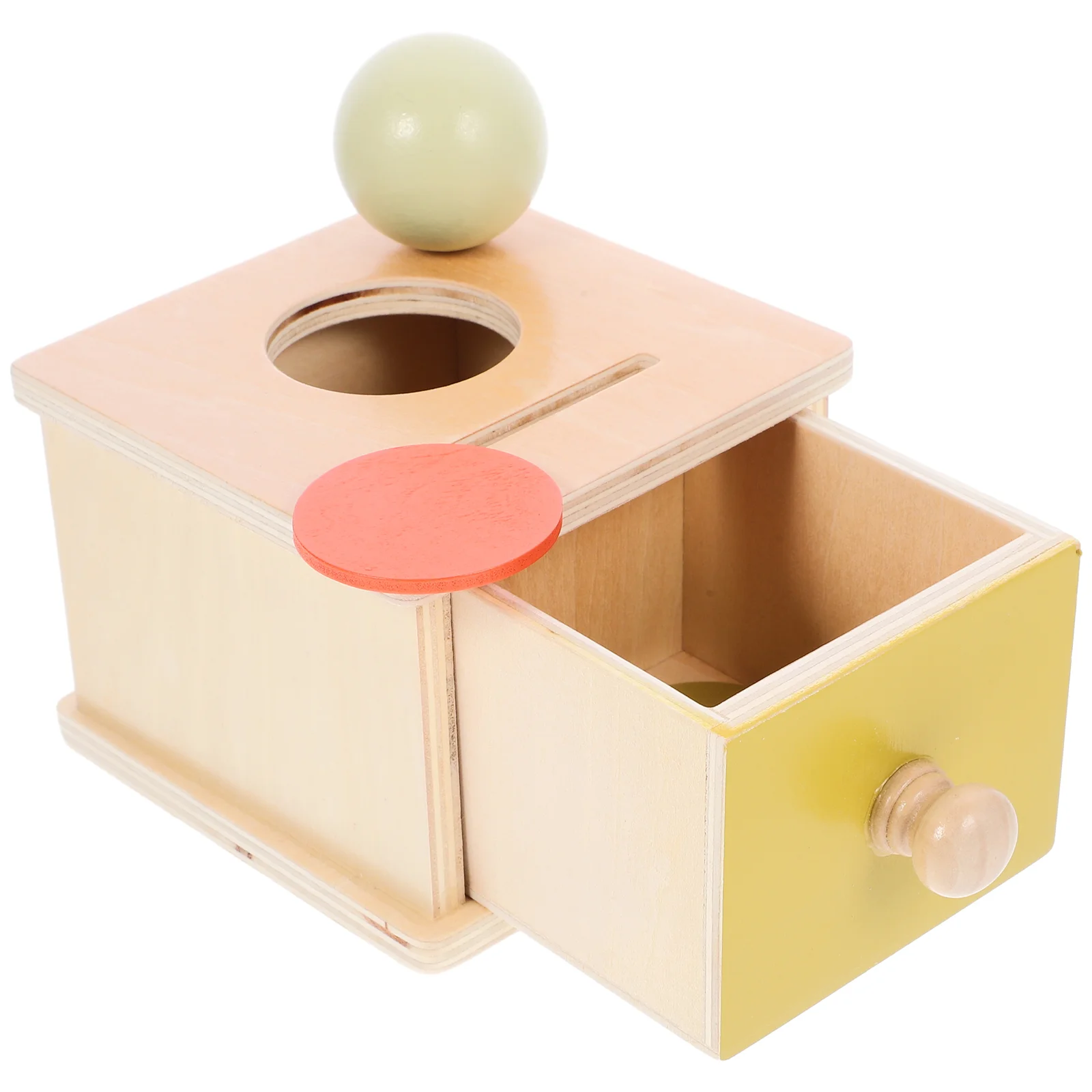 

1 Набор деревянных ящиков для монет, коробка для хранения мячей, Игрушки для раннего развития сенсорных тренировок
