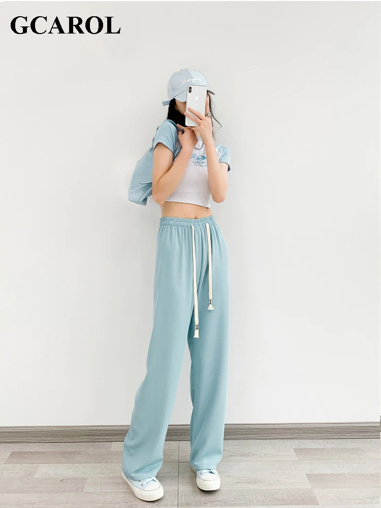 GCAROL Women Macaron Suit Pants Spring Summer Thin Cool Bright Color Drawstring High Waist Straight Pants Easily Match With Top
GCAROL Women Macaron Suit Pants Spring Summer Thin Cool Bright Color Drawstring High Waist Straight Pants Easily Match With Top