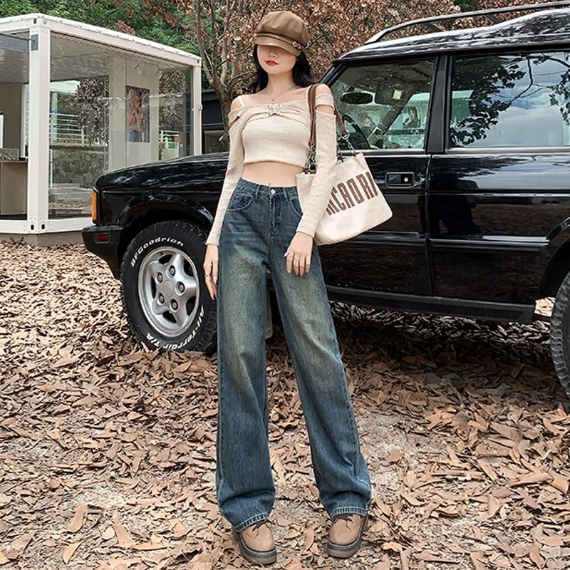 High Waist Baggy Jeans Retro Blue Wide Leg Pants Women Fashion Office Lady Loose Denim Straight Trousers Casual Female Clothing
High Waist Baggy Jeans Retro Blue Wide Leg Pants Women Fashion Office Lady Loose Denim Straight Trousers Casual Female Clothing
