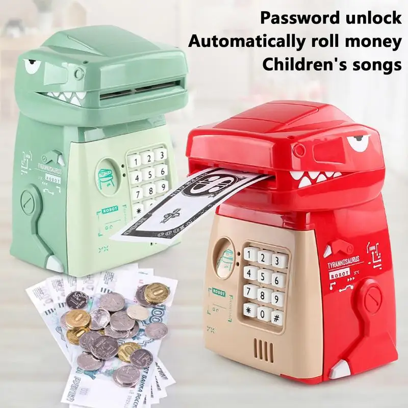 

Atm Pig Bank Dinosaur Shaped Safe Coin Banks Money Saving Box with Password Unlocking Function Plays Children's Song Kids gifts