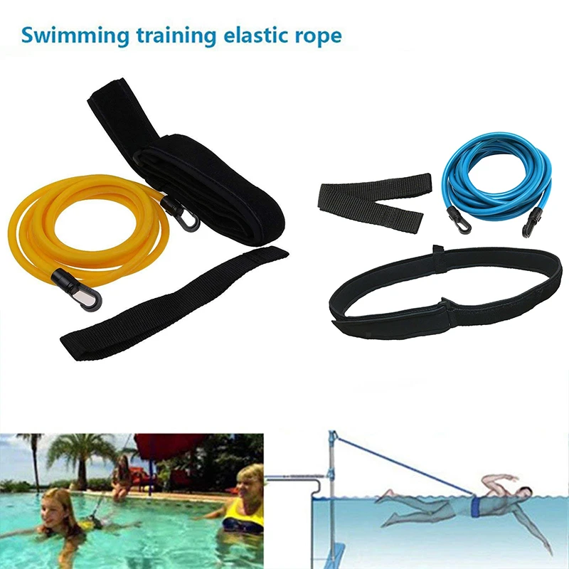 

Adjustable Swim Training Resistance Elastic Belt Swimming Pool Exerciser Safety Band Latex Tubes Swimming Training Rope