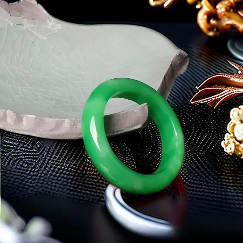 

Зеленые настоящие нефритовые кольца, дизайнерские женские и мужские роскошные изумрудные натуральные ювелирные изделия, резные амулеты, модные драгоценные камни, бирманские Жадеиты, амулеты