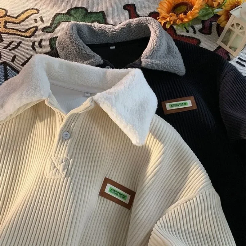 Corduroy Button Long Sleeves Polo Sweatshirts Winter Warm Korean Style Pullovers Fashion Casual Simple Clothing Male Sweatshirts
Corduroy Button Long Sleeves Polo Sweatshirts Winter Warm Korean Style Pullovers Fashion Casual Simple Clothing Male Sweatshirts
