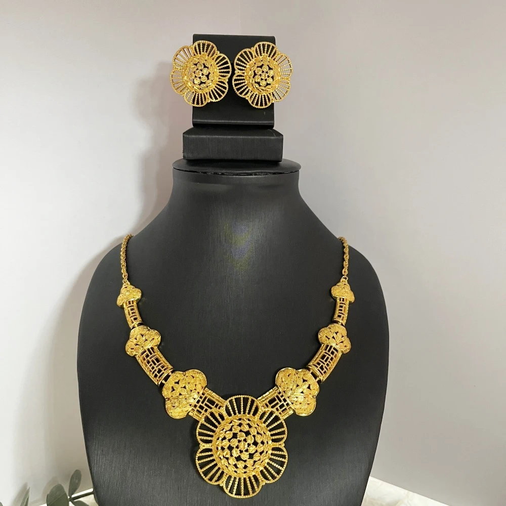 Dubai Fashion Women's Flower Sweater Long Necklace 24K Gold-Plated Middle Eastern Luxury Flower Earrings Copper Jewelry Two-Pieces 12 Mallzona Sde1543f98b0642778bedf916638808e1u Dubai Fashion Women's Flower Sweater Long Necklace 24K Gold-Plated Middle Eastern Luxury Flower Earrings Copper Jewelry Two-Pieces Mallzona