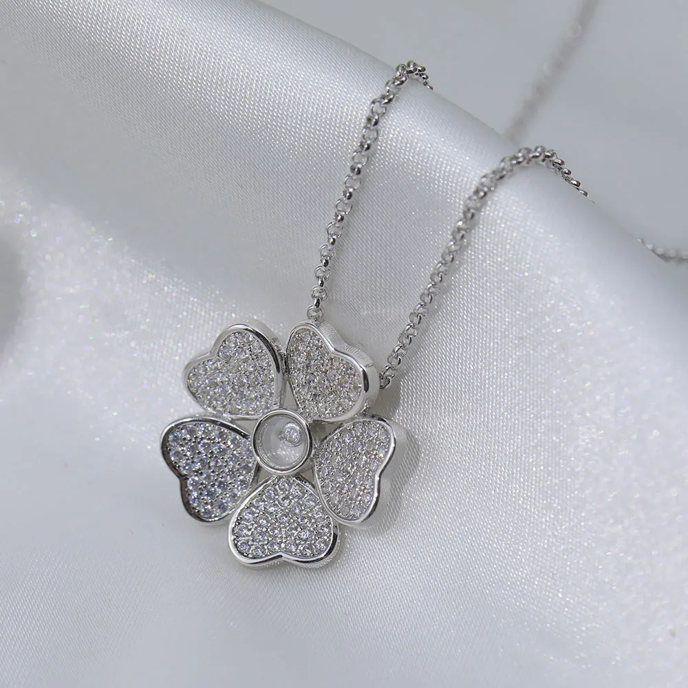 

Romantic Fashion Love Necklace Flower Accessories Women's Brand Jewelry Wedding Party Best Friend Gift AA Zircon Shining New2022