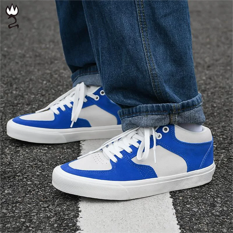 

Joiints Genius Leather Mid-cut Sneakers Male Vulcanized Athletic shoe Suede Skate Shoes Fashionable Blue Feewear for Teenagers