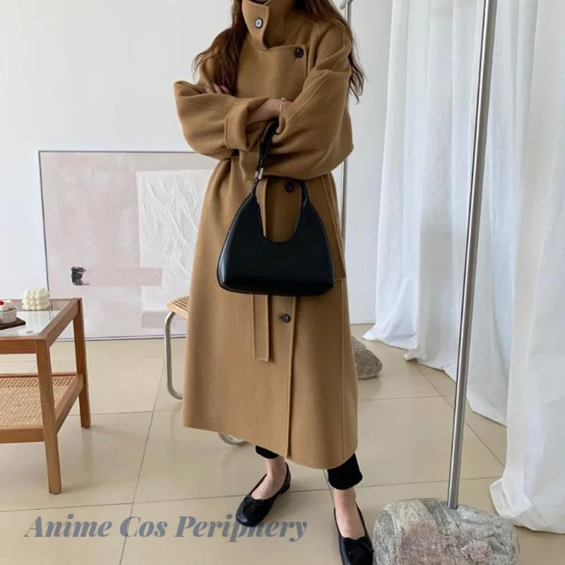 Double-Sided Cashmere Coat, Mid-Length Loose Outerwear, Over the Knee, Stand Collar Lace up waistband fleece jacket
Double-Sided Cashmere Coat, Mid-Length Loose Outerwear, Over the Knee, Stand Collar Lace up waistband fleece jacket