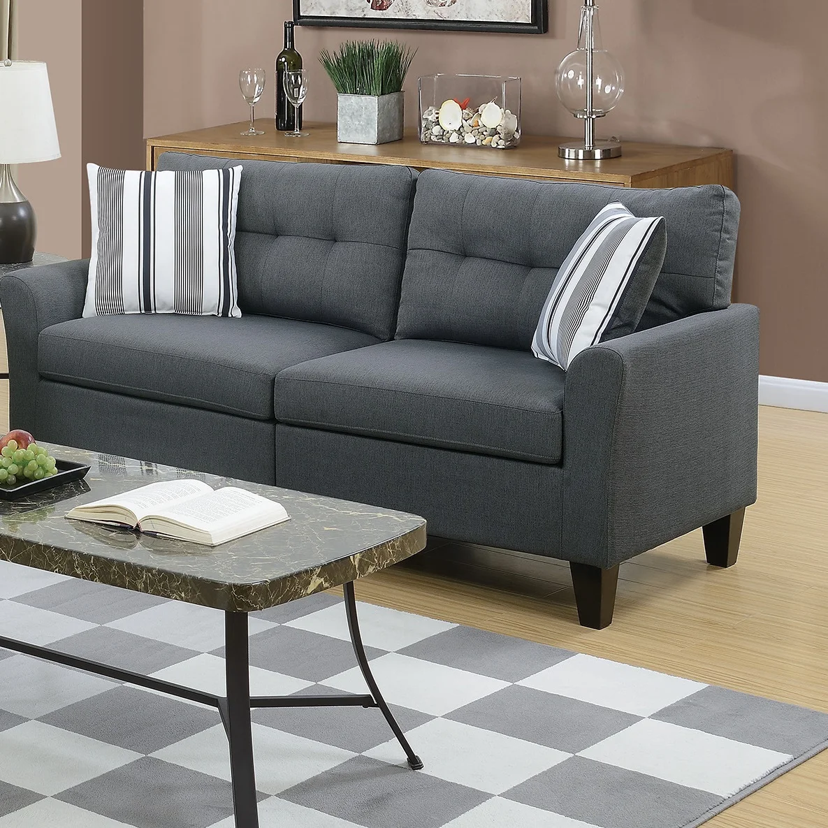 Living Room Furniture 2pc Sofa Set Coffee Polyfiber Tufted Sofa Loveseat w Pillows Cushion Couch Plywood base
Living Room Furniture 2pc Sofa Set Coffee Polyfiber Tufted Sofa Loveseat w Pillows Cushion Couch Plywood base