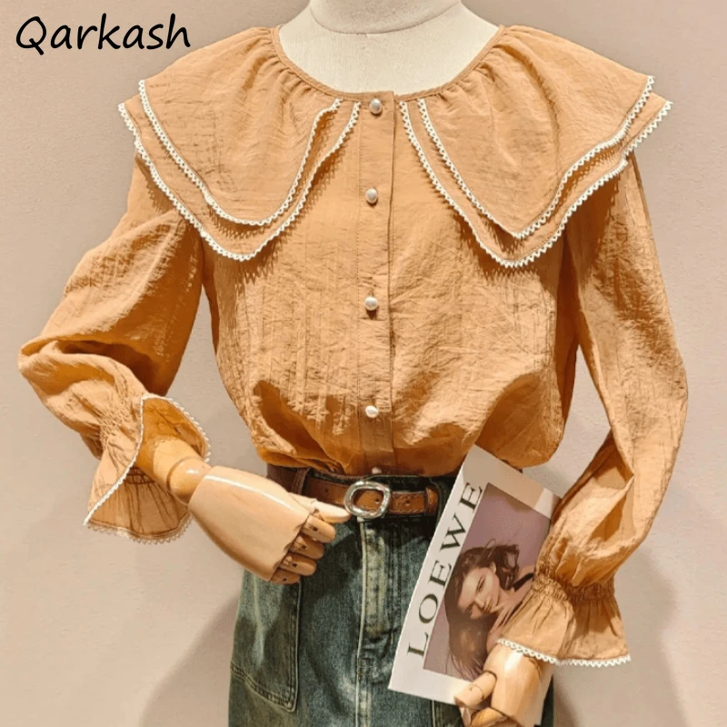Shirts Women Peter Pan Collar Retro Lace Chic Korean Version Tops Elegant Female All-match Fashion Holiday Aesthetic Clothing
Shirts Women Peter Pan Collar Retro Lace Chic Korean Version Tops Elegant Female All-match Fashion Holiday Aesthetic Clothing