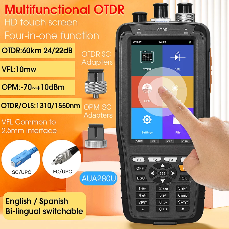 AUA280A Smart OTDR, 60 км, 1310, 1550, 1610 нм, с VFL, OPM, OLS, сенсорным экраном, OTDR, оптическим временем, рефлектометром, индивидуальным
AUA280A Smart OTDR, 60 км, 1310, 1550, 1610 нм, с VFL, OPM, OLS, сенсорным экраном, OTDR, оптическим временем, рефлектометром, индивидуальным