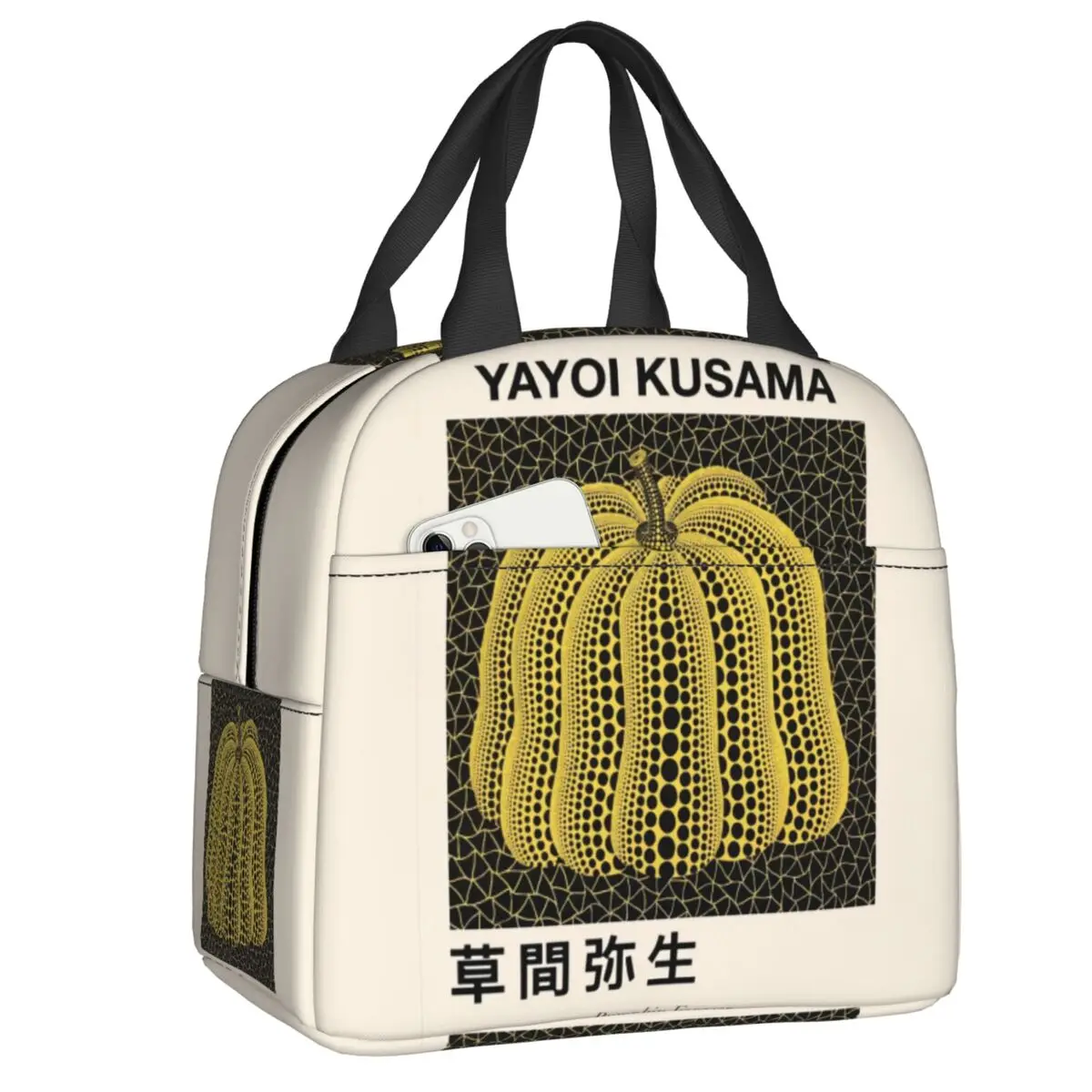

Yayoi Kusama Pumkin Forever Insulated Lunch Bag for Camping Travel Abstract Art Portable Cooler Thermal Lunch Box Women Kids