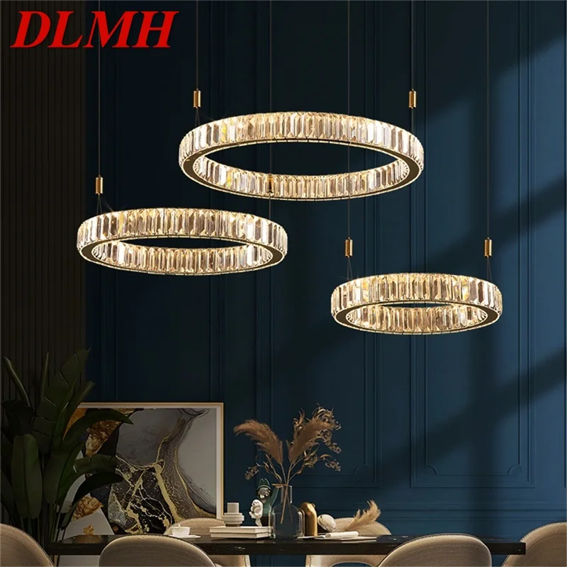 

DLMH Modern Pendant Lamp Round Crystal Chandelier Gold LED Fixtures Decorative For Home Dinning Room Light