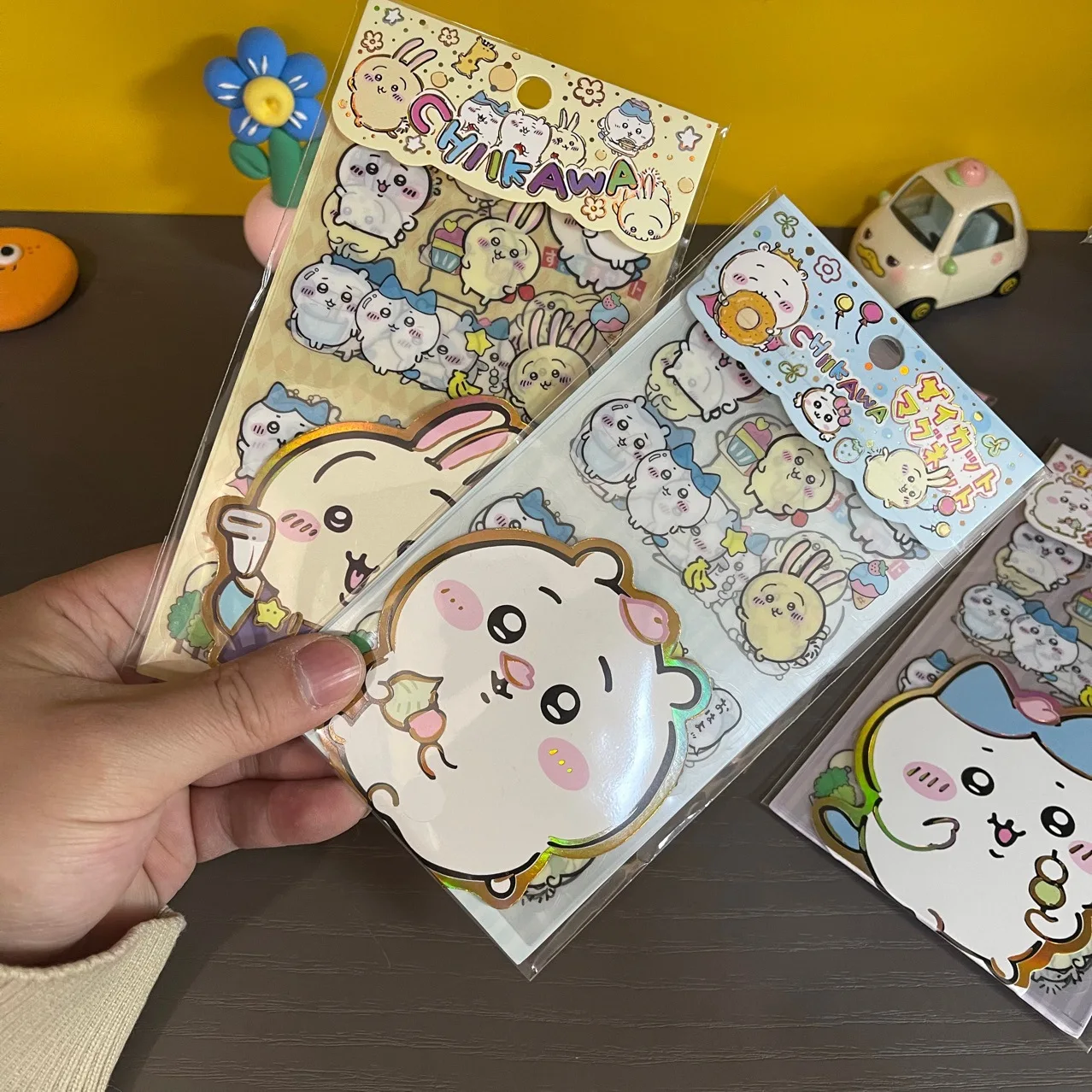 

Chiikawa Xiaohachi Usaki Jiyi Cute Cartoon Cute Sticker Pack 4 Pieces of Children's Handbook Stickers for Girls