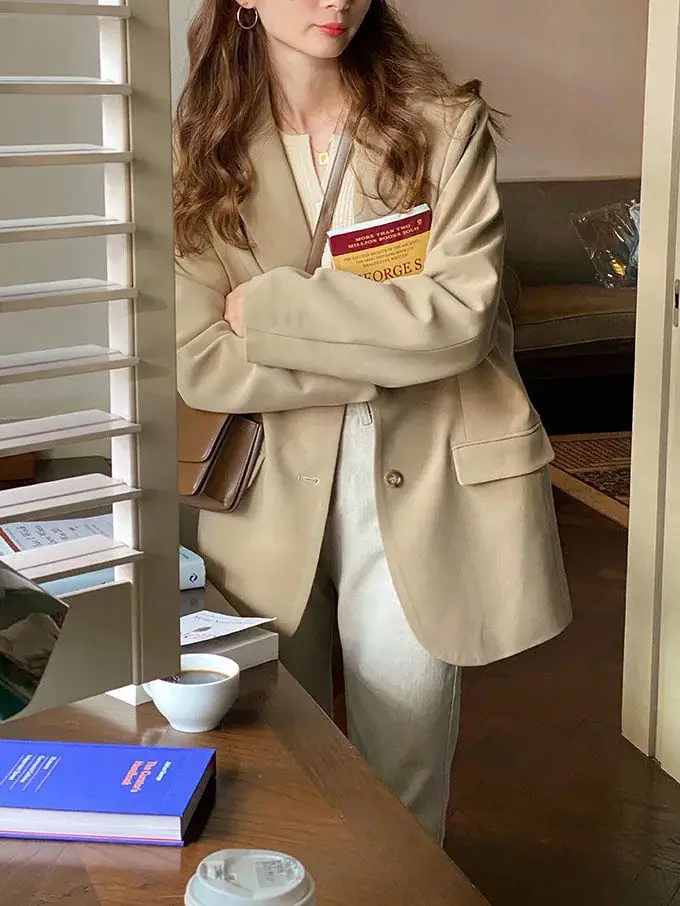 Women's Suit Jacket Khaki Spring and Autumn New Korean Style Casual Loose Slimming High-end Suit Office Lady Trendy Blazer Top
Women's Suit Jacket Khaki Spring and Autumn New Korean Style Casual Loose Slimming High-end Suit Office Lady Trendy Blazer Top