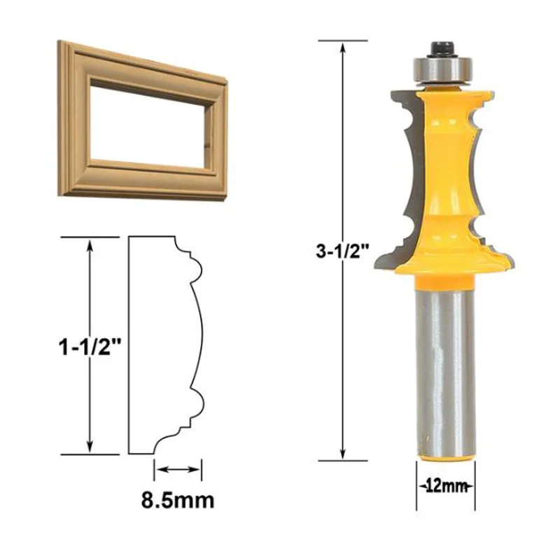 Cutter Router Bit Molding Cutting Door Milling Miter Workshop 1/2 inch Shank Yellow Flush Frame Tenon Trimming
Cutter Router Bit Molding Cutting Door Milling Miter Workshop 1/2 inch Shank Yellow Flush Frame Tenon Trimming