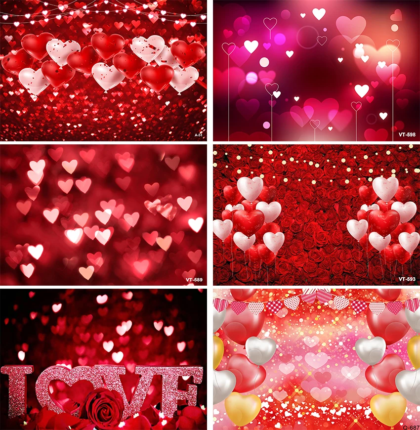 

Red Hearts Balloons Love Valentine's Day Theme Photography Backdrops Wedding Anniversary Wedding Bridal Shower Photo Background