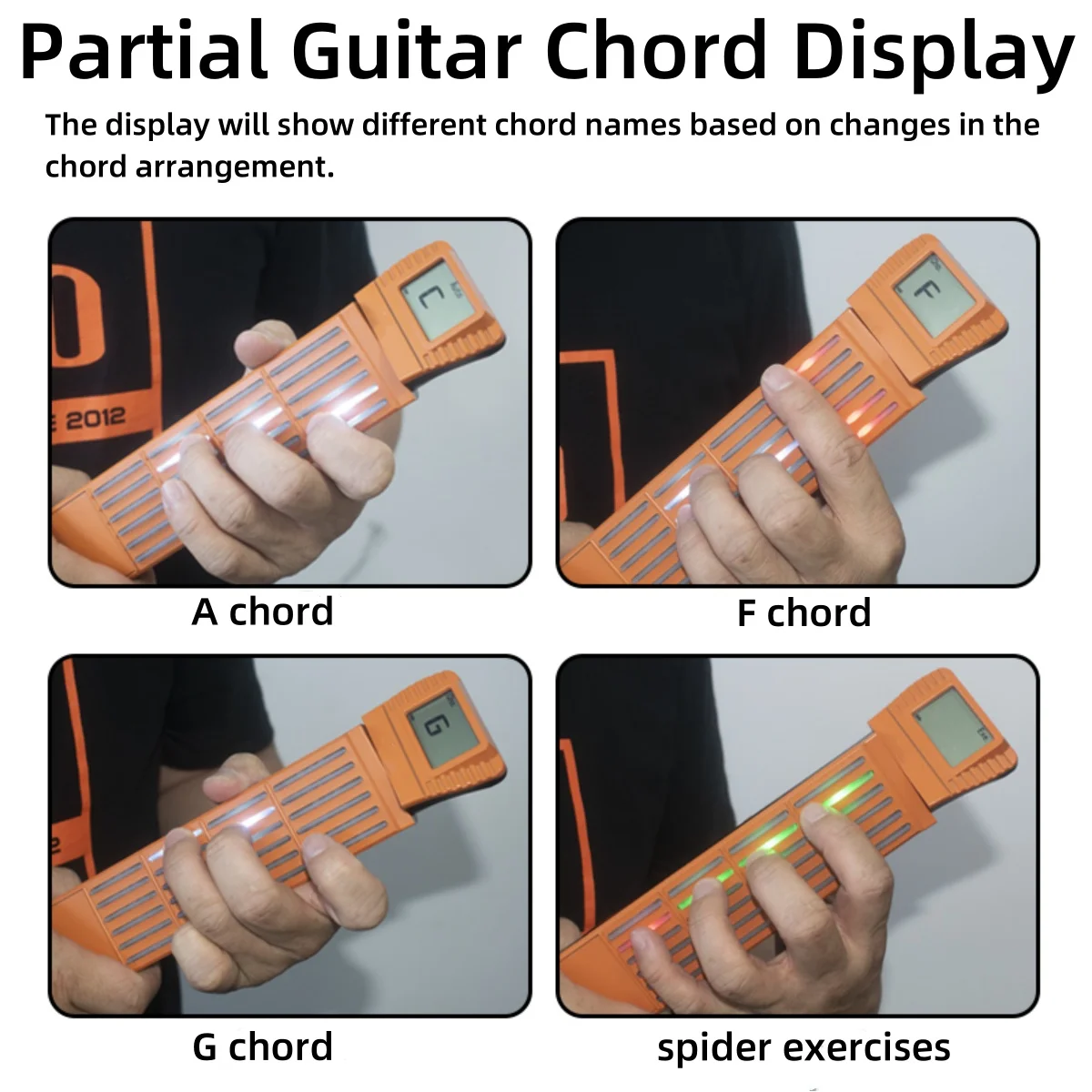 Pocket Guitar Chord Practice Tool, Portable Guitar Neck for Trainer Beginner w/a Rotatable Chords Chart Screen Pocket Guitar Chord Practice Tool, Portable Guitar Neck for Trainer Beginner w/a Rotatable Chords Chart Screen