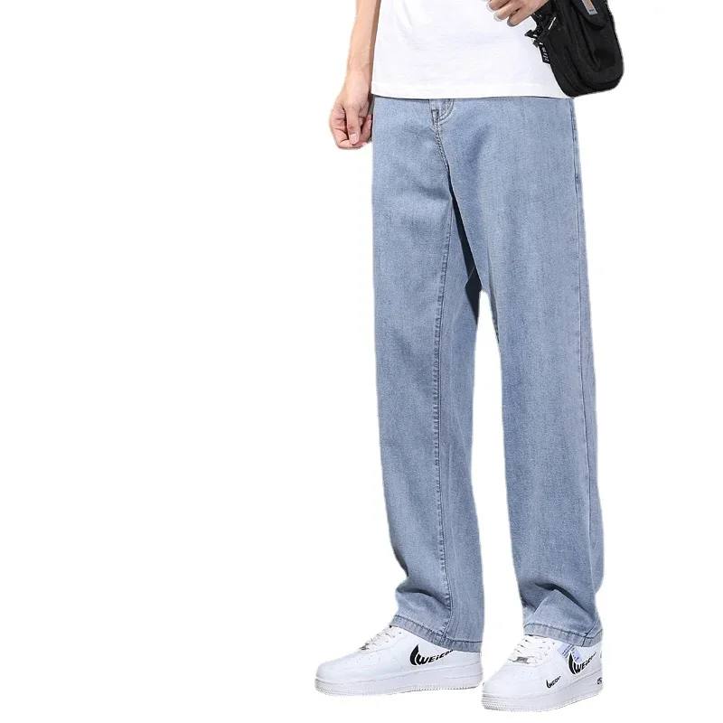

Джинсы мужские тонкие серые, повседневные Прямые брюки из вискозы, классические брендовые штаны, весна-лето