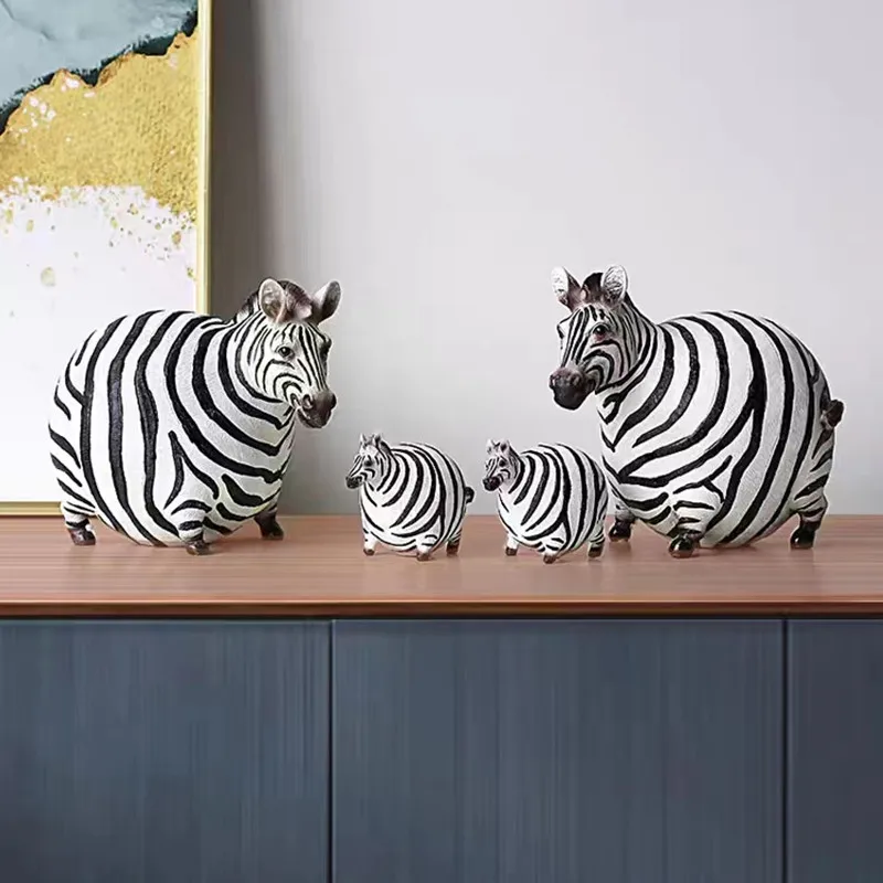 

Ins Nordic Fat Zebra Resin Animal Figurines Ornaments Animal Model Desk Decor Home Decoration Accessories Modern Room Decoration