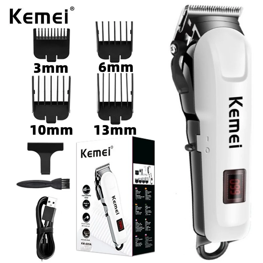 

Kemei-809A Professional Hair Trimmer Adjustable Electric Cord/Cordless Hair Clipper For Men Haircut Machine Led Display