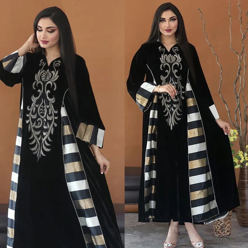 Elegant Casual Floral Embroidery Patchwork Long Dresses Vintage Contrast Color Kaftan Ramadan Gulf Abayas For Women
Elegant Casual Floral Embroidery Patchwork Long Dresses Vintage Contrast Color Kaftan Ramadan Gulf Abayas For Women