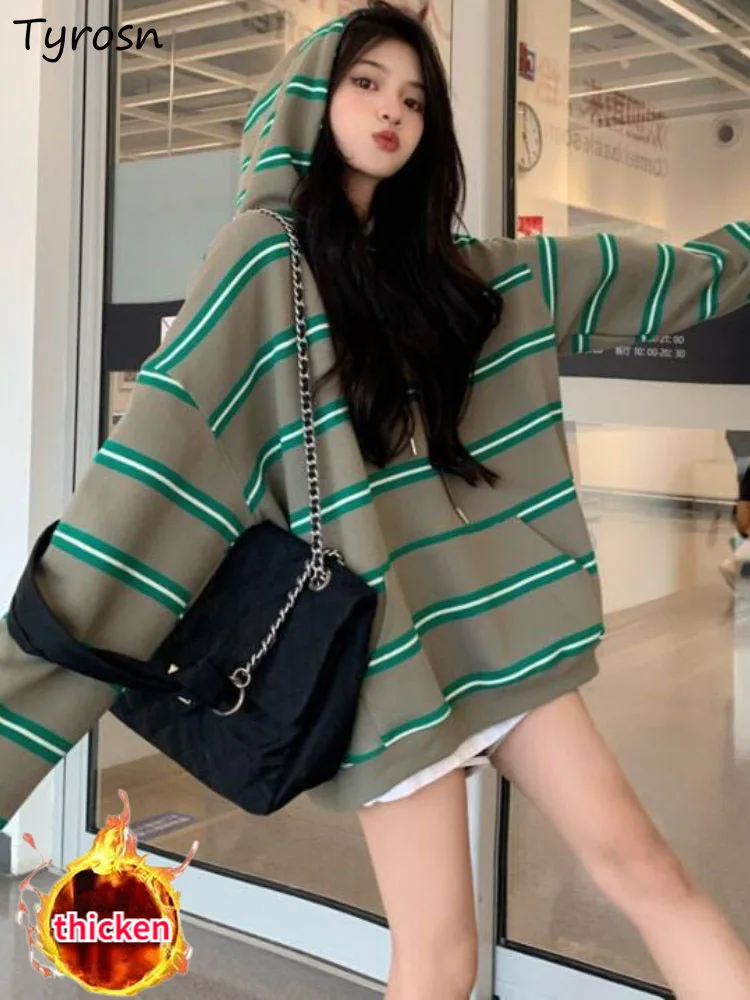 Thicken Hoodies Women Design Striped Fashion Daily Casual All-match Loose Korean Style Autumn Preppy Students Retro Streetwear
Thicken Hoodies Women Design Striped Fashion Daily Casual All-match Loose Korean Style Autumn Preppy Students Retro Streetwear