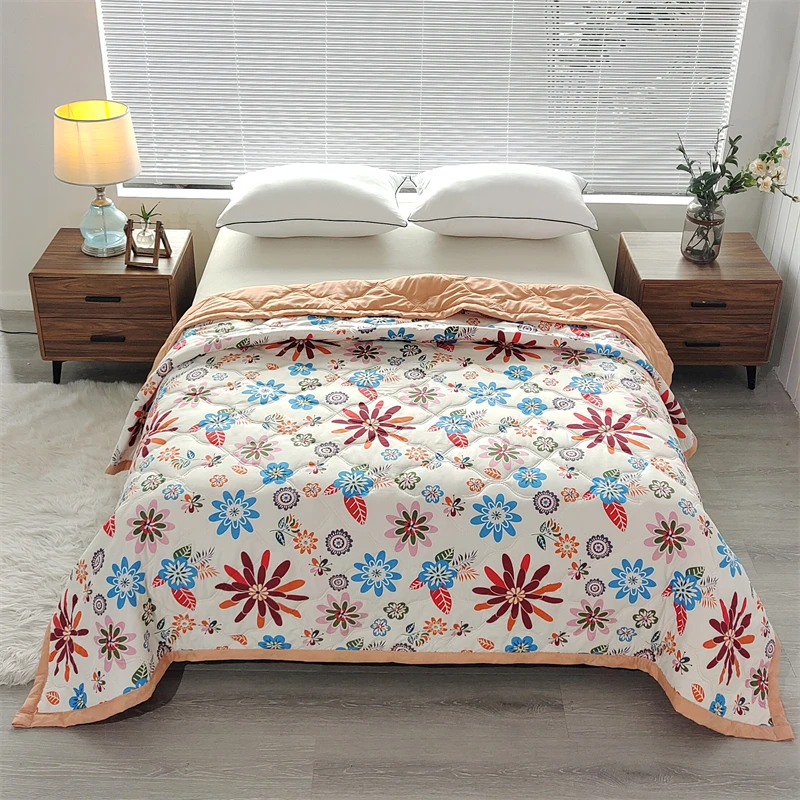 Quilted summer single double bed light Printed quilt core Air conditioning quilting twin queen size duvet Thin plaid comforter Quilted summer single double bed light Printed quilt core Air conditioning quilting twin queen size duvet Thin plaid comforter